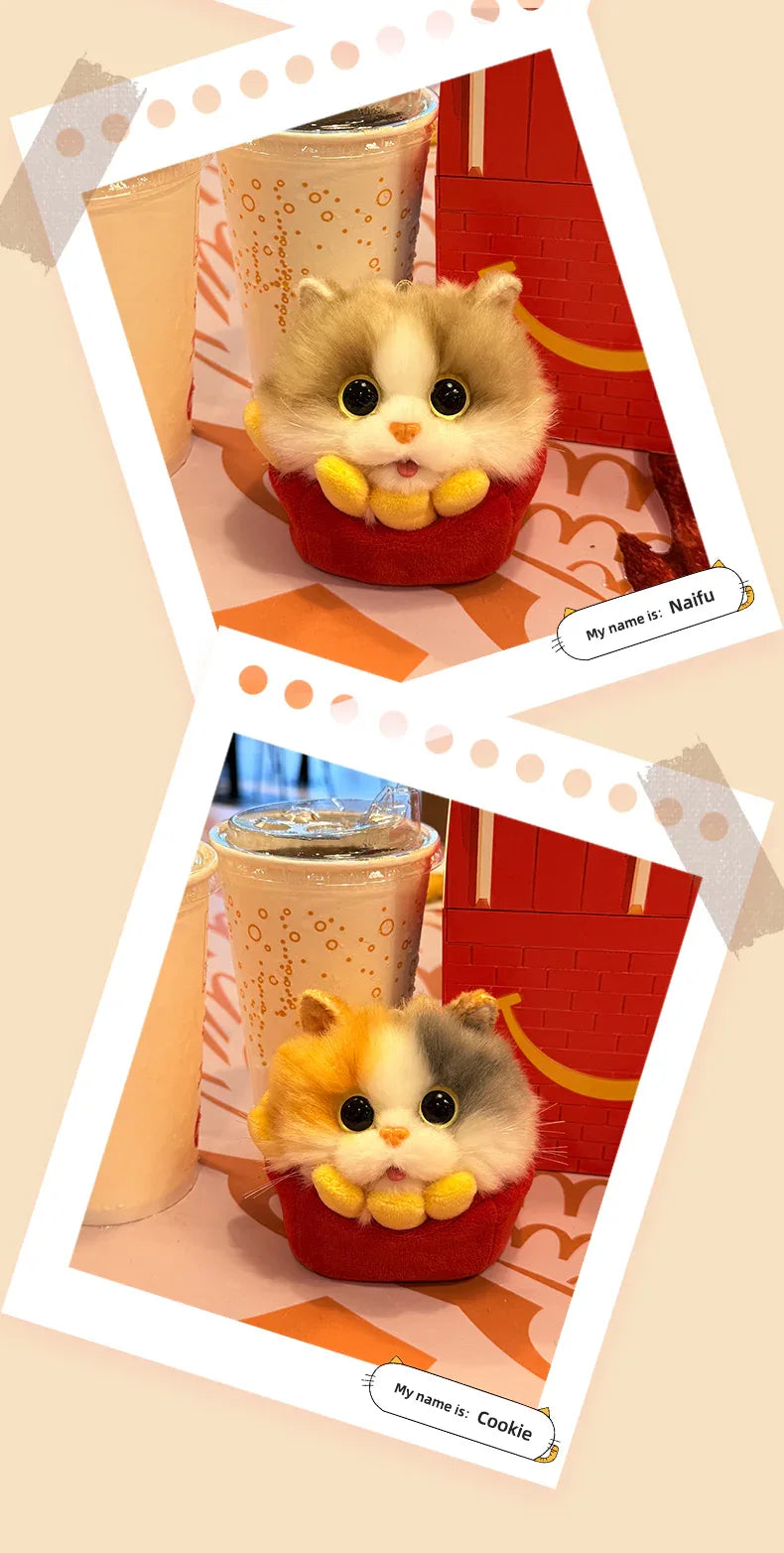 Wholesale Simulated Soft Plush Animal Keychains Cute Hamburger & French Fries Fries Cat Pendants Keychains/Bag Charm