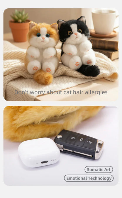 Soft Simulated Cat Mini Plush Animal Keychain Pendant Cute Unique Design Keychains/Bag Charm for Christmas Gift
