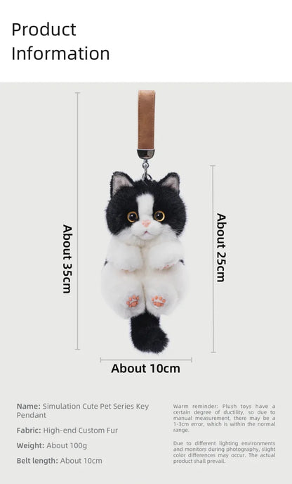 Soft Simulated Cat Mini Plush Animal Keychain Pendant Cute Unique Design Keychains/Bag Charm for Christmas Gift