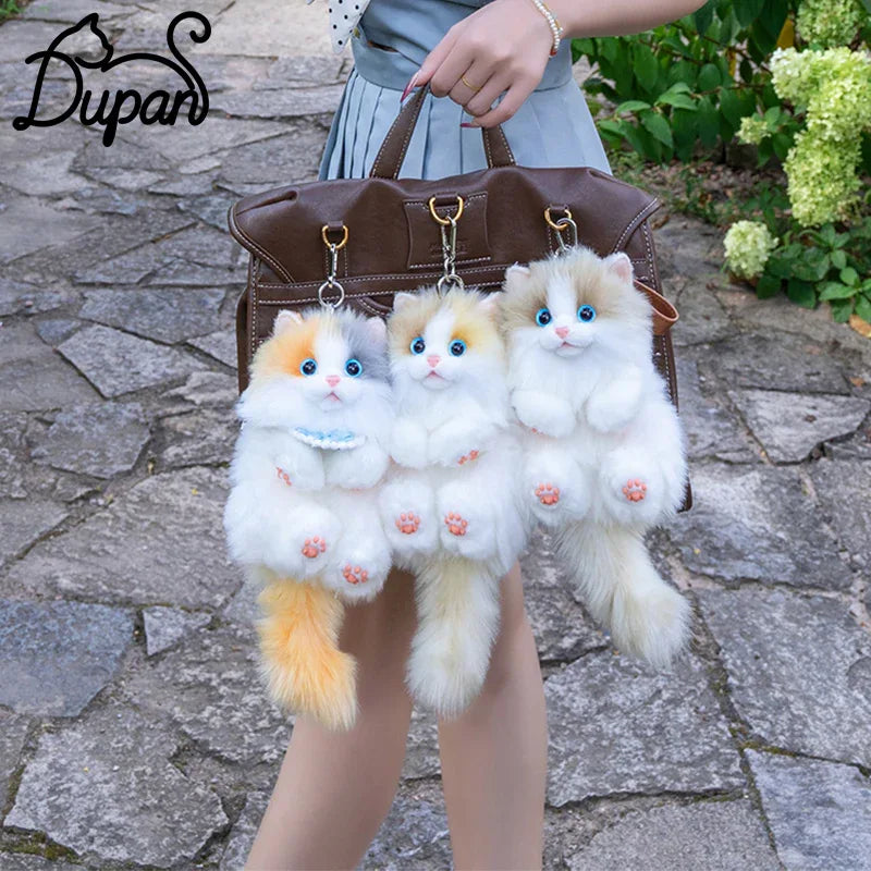 Simulation Sitting Cute Cat Soft Plush Keychain Pendant Handmade Keychains / Bag Charm for Daily