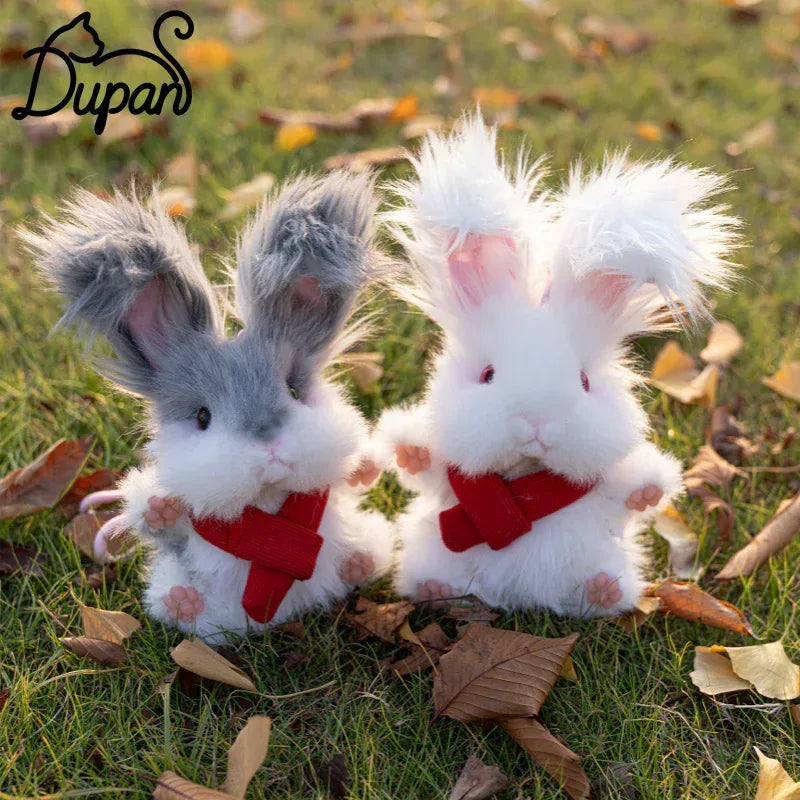 Super Realistic Angora Rabbit Plush Bag Charm Keychain Long Fur Bunny Pendant Polyester & Premium Silk Cotton Filling