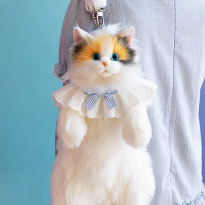 Simulation Black Yellow Calico Tiger Tail Cat Plush Backpack PP Cotton Filling Cute New Unique Fashion Cat-shaped Backpack