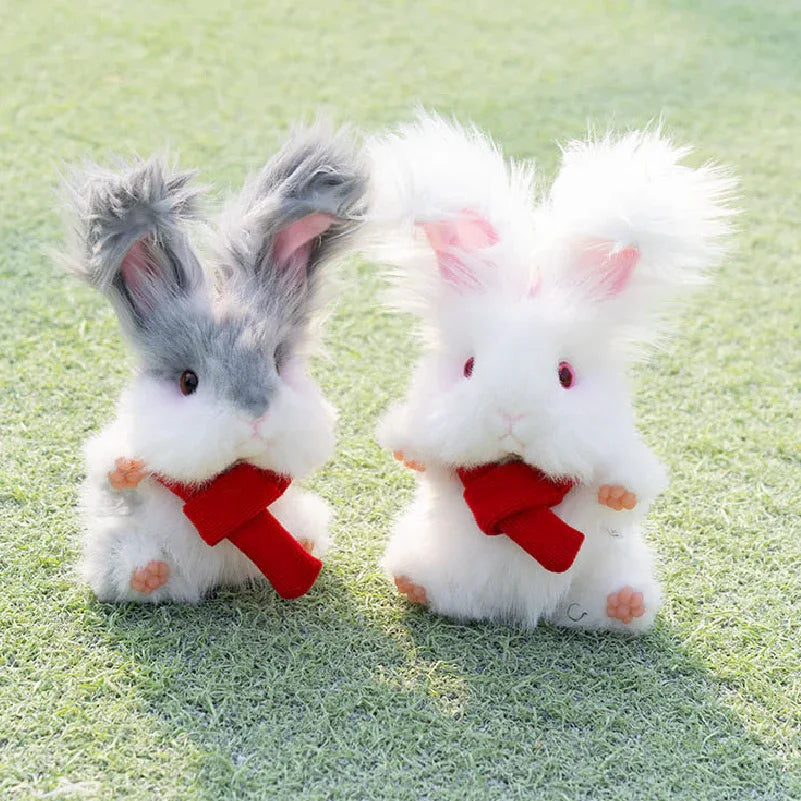 Super Realistic Angora Rabbit Plush Bag Charm Keychain Long Fur Bunny Pendant Polyester & Premium Silk Cotton Filling