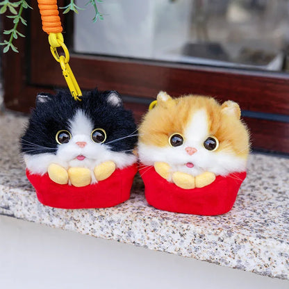 Wholesale Simulated Soft Plush Animal Keychains Cute Hamburger & French Fries Fries Cat Pendants Keychains/Bag Charm
