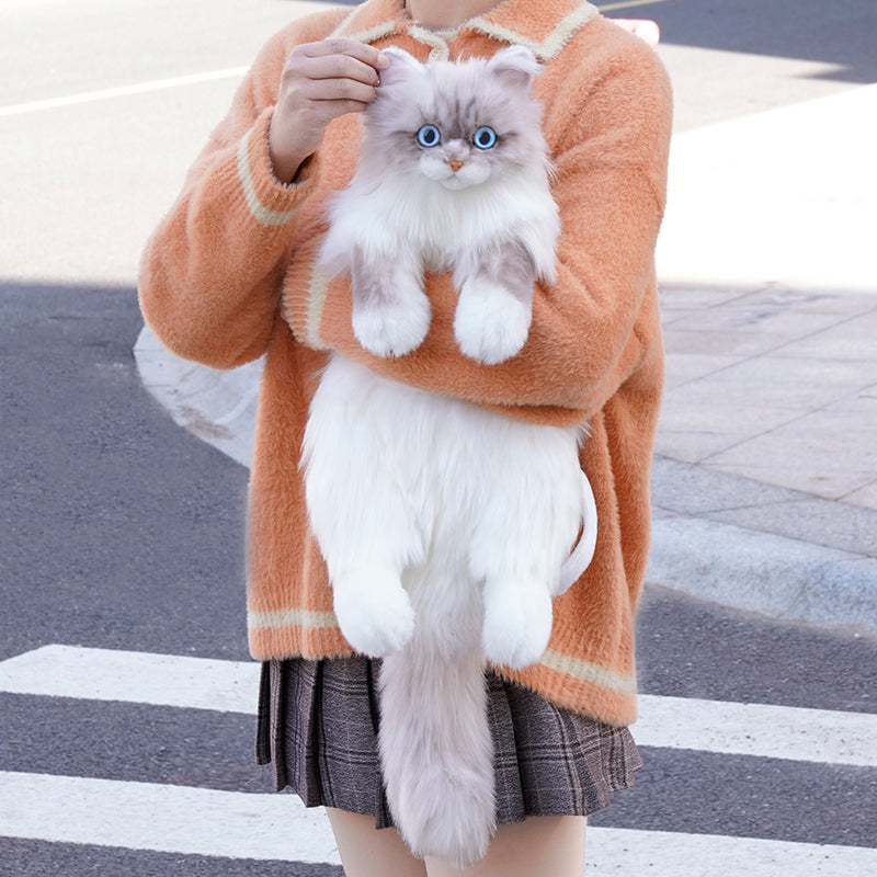 Wholesale Cute Coffee Bobcat Pattern Simulated Lynx Cat Unique Design Lightweight Plush Doll Backpack for Girls Women