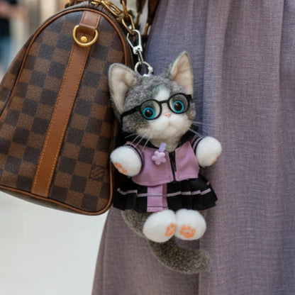 Polyester Simulated Plush cat Keychains Soft Lifelike Plush Cute Devon Series Accessories Keychains/Bag Charm