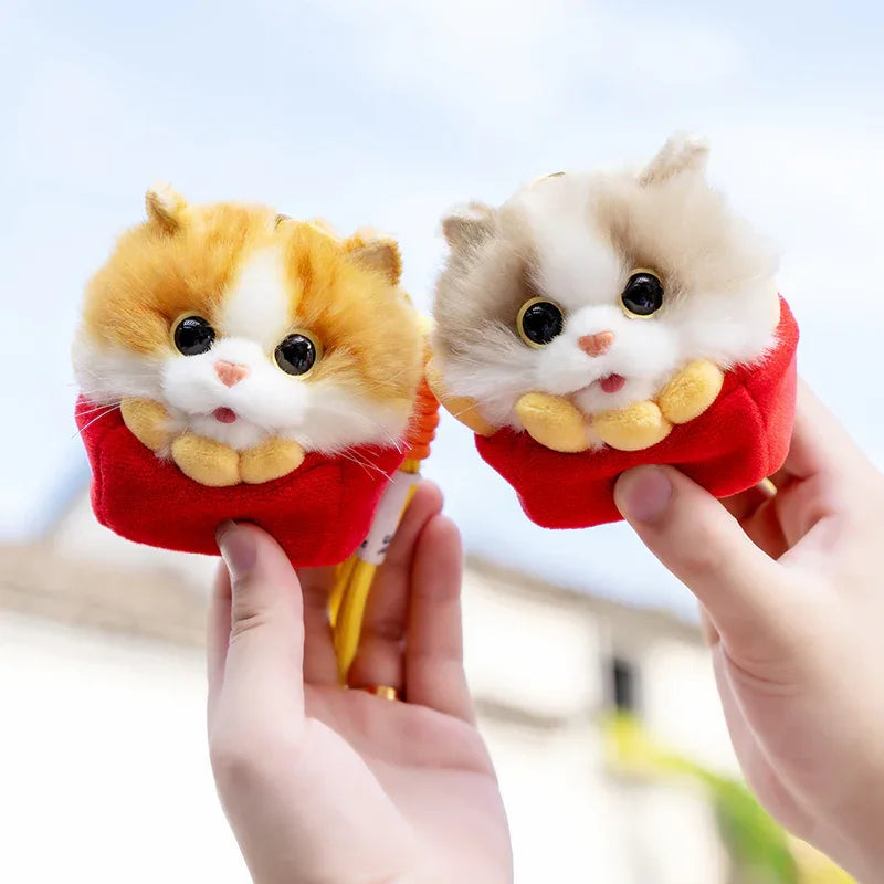 Wholesale Simulated Soft Plush Animal Keychains Cute Hamburger & French Fries Fries Cat Pendants Keychains/Bag Charm