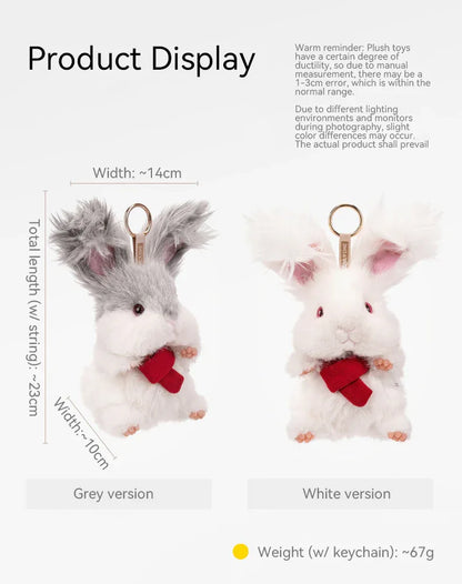 Super Realistic Angora Rabbit Plush Bag Charm Keychain Long Fur Bunny Pendant Polyester & Premium Silk Cotton Filling
