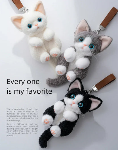 Polyester Simulated Plush cat Keychains Soft Lifelike Plush Cute Devon Series Accessories Keychains/Bag Charm
