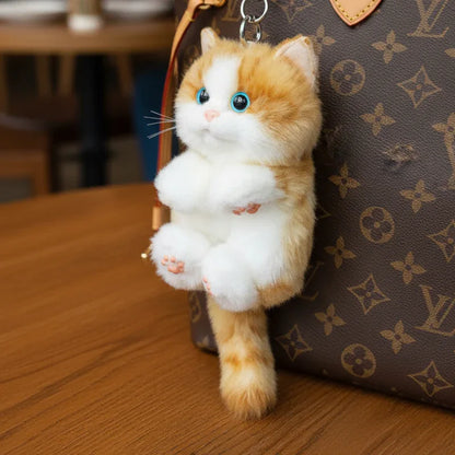 Soft Simulated Cat Mini Plush Animal Keychain Pendant Cute Unique Design Keychains/Bag Charm for Christmas Gift