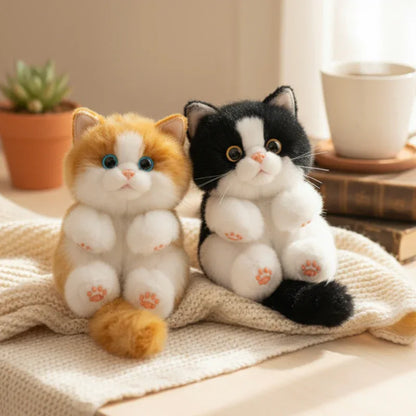 Soft Simulated Cat Mini Plush Animal Keychain Pendant Cute Unique Design Keychains/Bag Charm for Christmas Gift