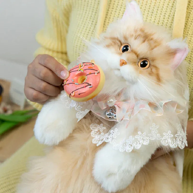 Orange Cat Simulation Fashion Plush Backpack PP Cotton Filling Adorable Cat Bag Realistic Cat Backpack for Adults/Kids