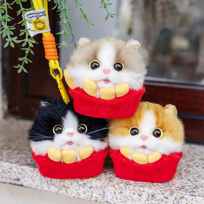 Wholesale Simulated Soft Plush Animal Keychains Cute Hamburger & French Fries Fries Cat Pendants Keychains/Bag Charm