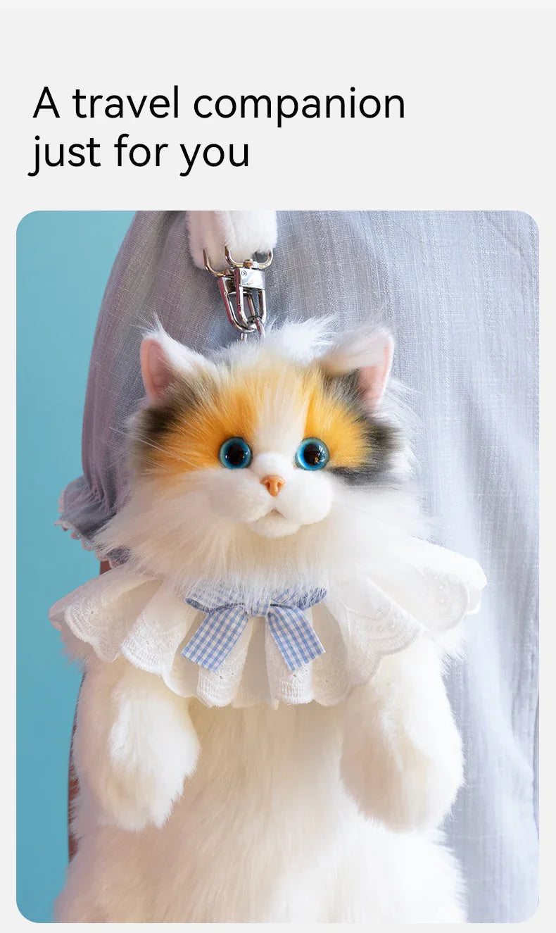 Simulation Black Yellow Calico Tiger Tail Cat Plush Backpack PP Cotton Filling Cute New Unique Fashion Cat-shaped Backpack