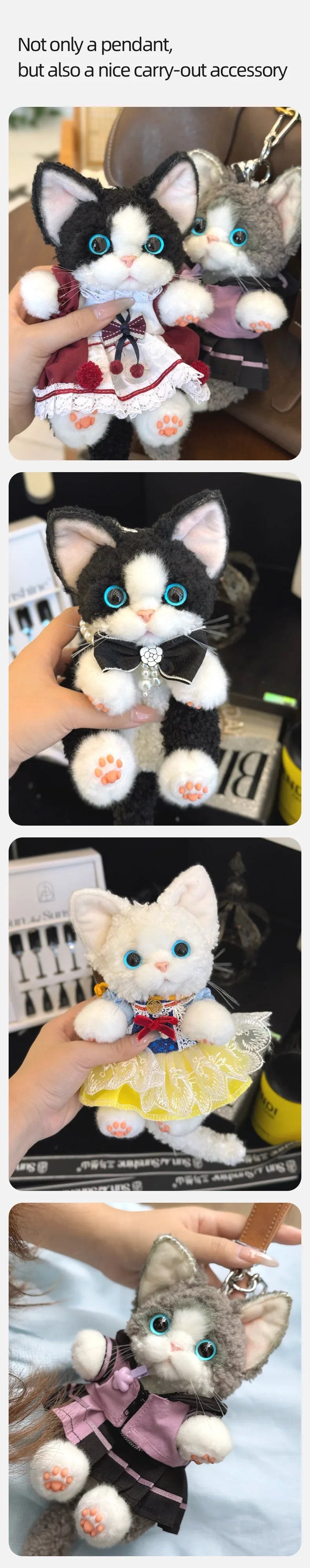 Polyester Simulated Plush cat Keychains Soft Lifelike Plush Cute Devon Series Accessories Keychains/Bag Charm