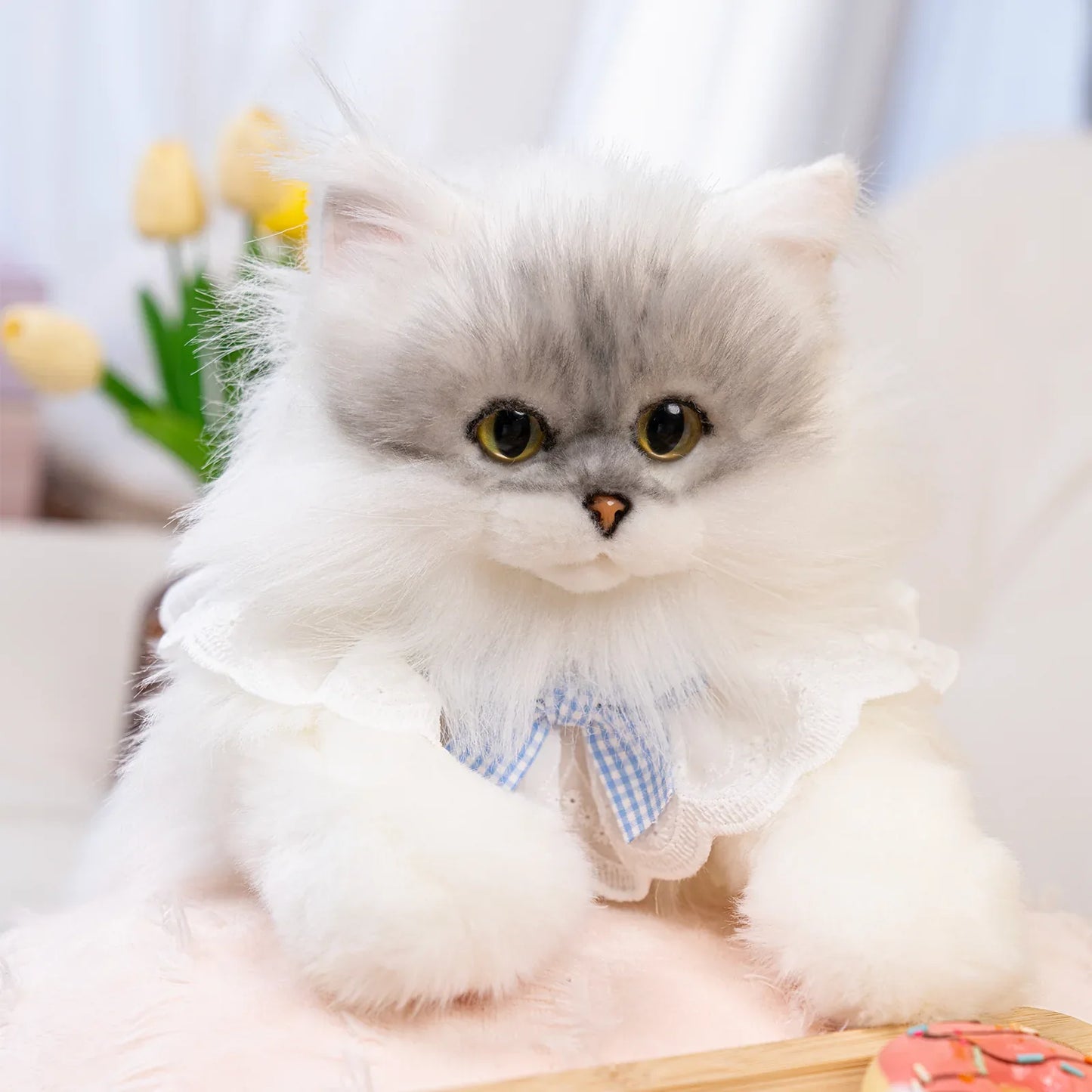Simulated Chinchilla Cat Plush Polyester Toy Backpacks Savings Function Companion Chinchilla Cat-shaped Backpack
