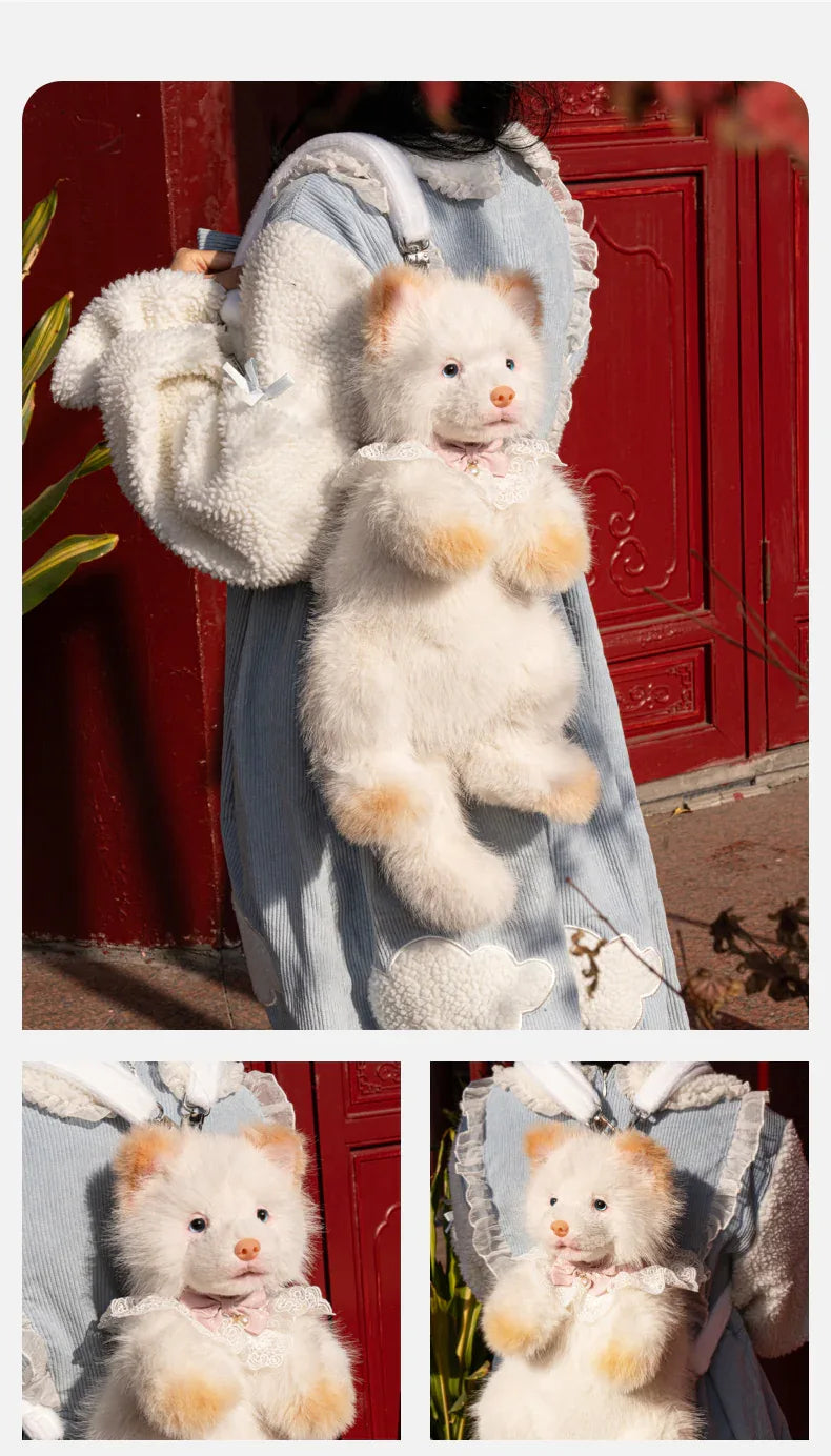 Simulated Chinese Chow Chow Dog Soft 3d Plush Backpacks Stitch Plush Toy with Removable Backpack