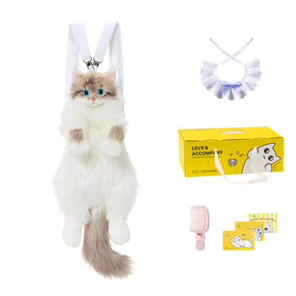 Wholesale Cute Coffee Bobcat Pattern Simulated Lynx Cat Unique Design Lightweight Plush Doll Backpack for Girls Women