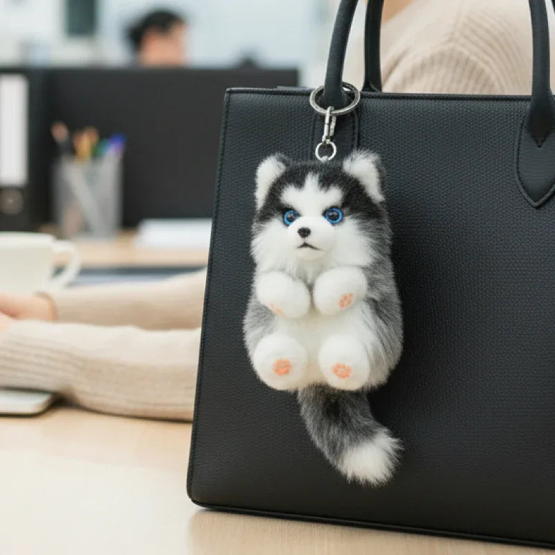 Soft Simulated Dog Mini Plush Animal Keychain Pendant Cute Unique Dog Design Keychains/Bag Charm for Christmas Gift