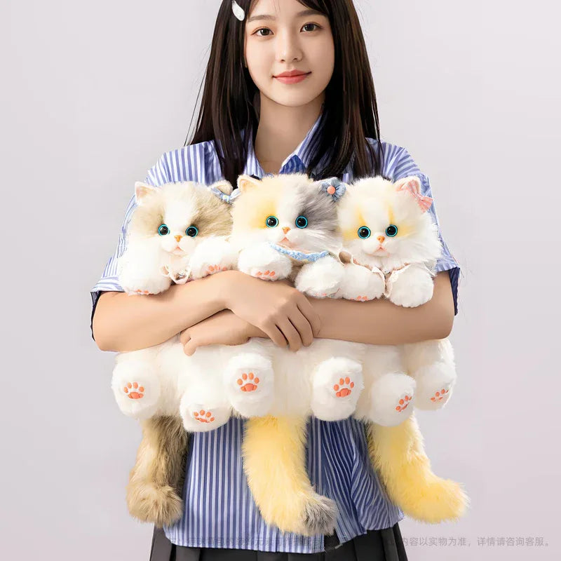 Convenient Medium Sitting Cat Simulation Cute Stylish Lifelike Plush Cat Backpack for Adults/Kids