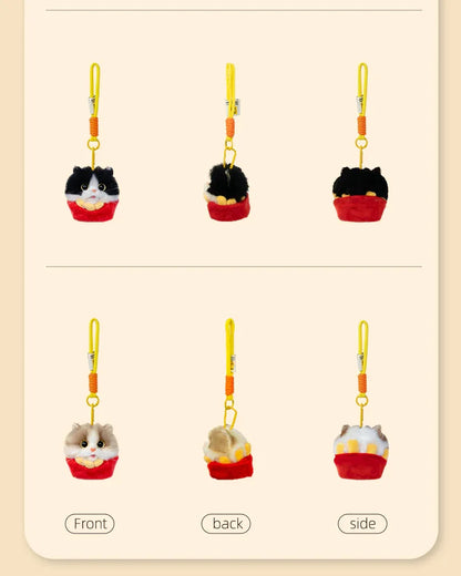 Wholesale Simulated Soft Plush Animal Keychains Cute Hamburger & French Fries Fries Cat Pendants Keychains/Bag Charm