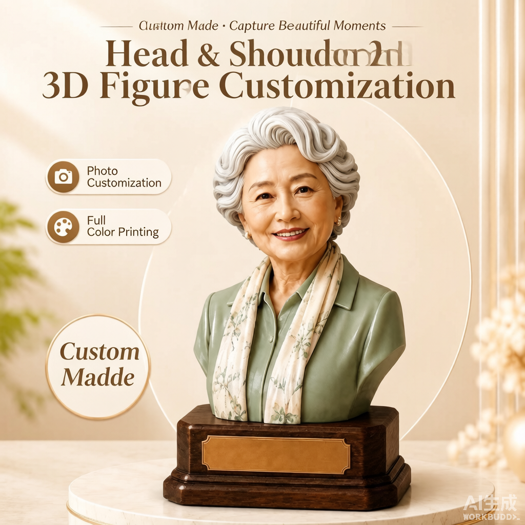Elderly Style Figurine (Replacement) - Custom 3D Portrait
