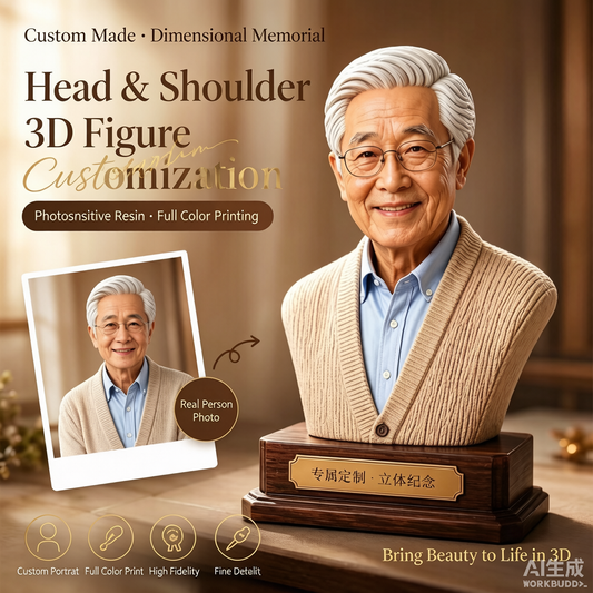 Elderly Style Figurine (Variant 4) - Custom 3D Portrait