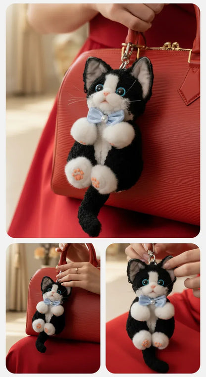 Polyester Simulated Plush cat Keychains Soft Lifelike Plush Cute Devon Series Accessories Keychains/Bag Charm