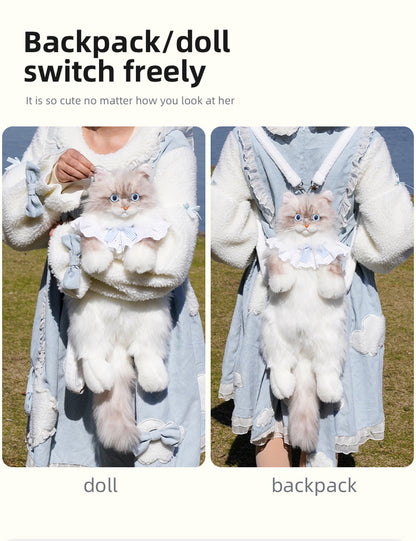 Wholesale Cute Coffee Bobcat Pattern Simulated Lynx Cat Unique Design Lightweight Plush Doll Backpack for Girls Women