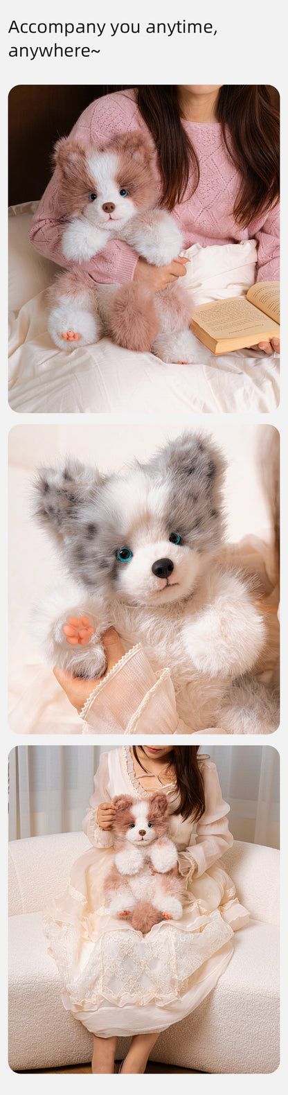 Simulated Meteorite Border Collie Dog Soft Lightweight Bag Cute Funny Plush Toy Backpack Filled PP Cotton for Unisex