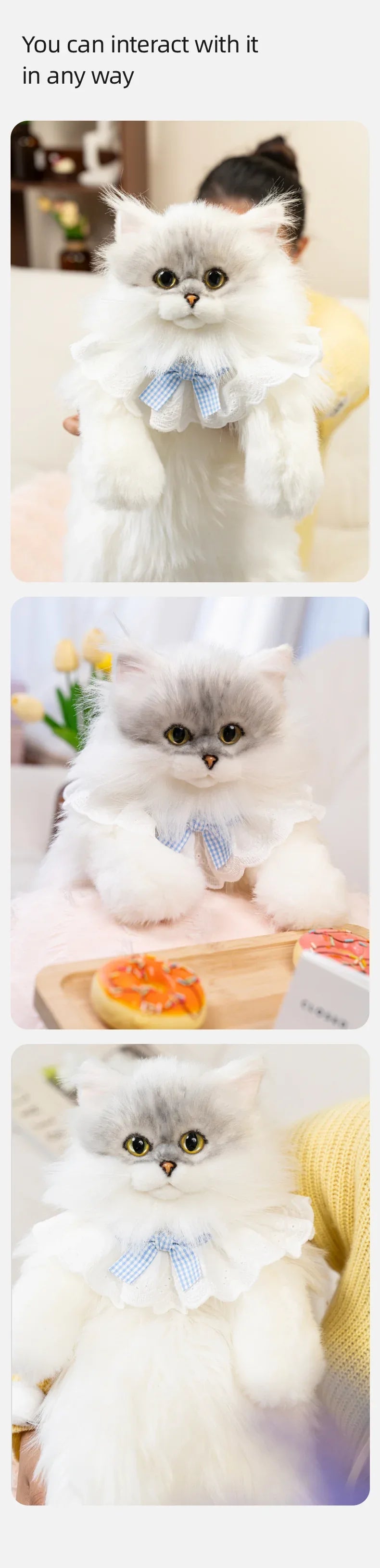 Simulated Chinchilla Cat Plush Polyester Toy Backpacks Savings Function Companion Chinchilla Cat-shaped Backpack