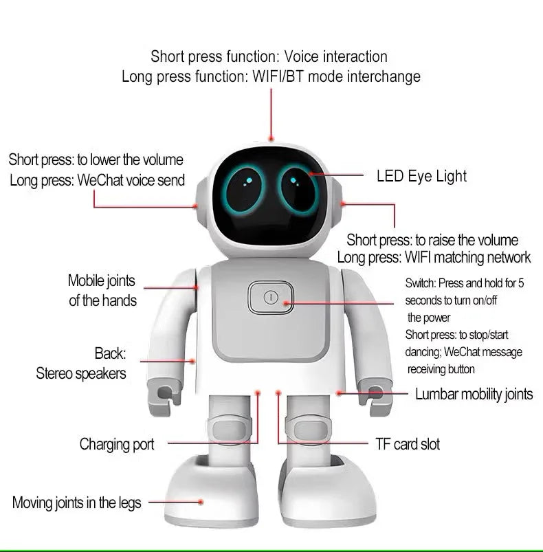 Popular Orange Dance Robot 2nd Gen Programming Educational Robot Companion Robots Voice Command for Kids Gifts