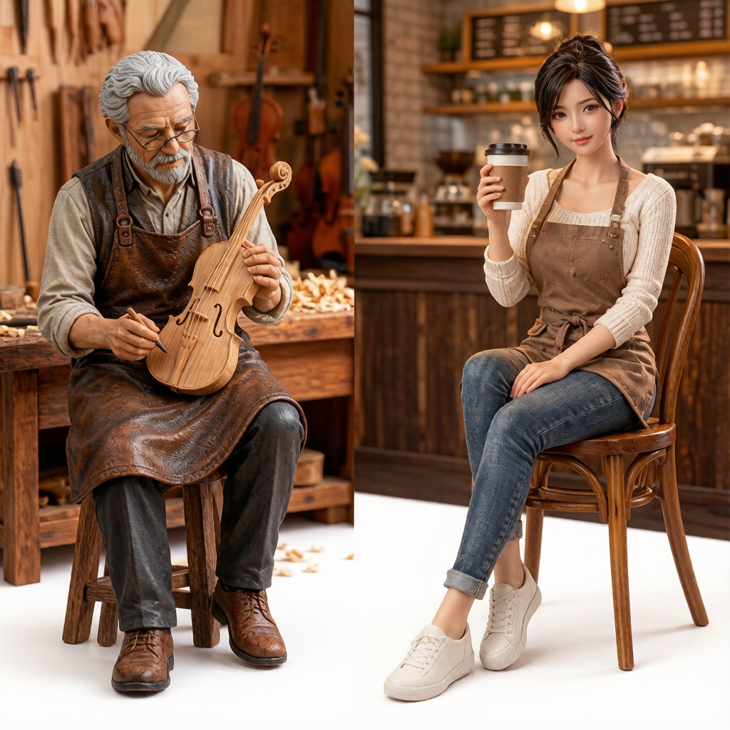 Mixed Style Figurine (Variant 2) - Custom 3D Portrait