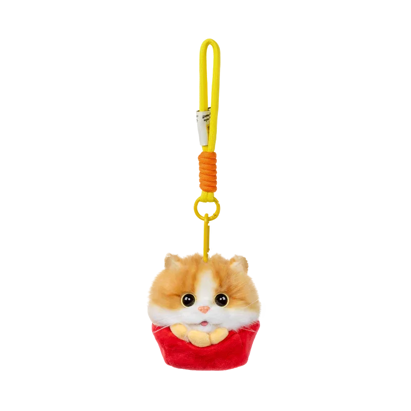 Wholesale Simulated Soft Plush Animal Keychains Cute Hamburger & French Fries Fries Cat Pendants Keychains/Bag Charm