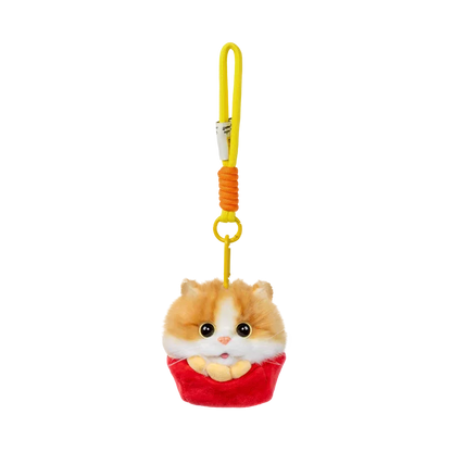 Wholesale Simulated Soft Plush Animal Keychains Cute Hamburger & French Fries Fries Cat Pendants Keychains/Bag Charm