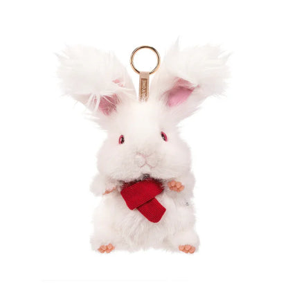 Super Realistic Angora Rabbit Plush Bag Charm Keychain Long Fur Bunny Pendant Polyester & Premium Silk Cotton Filling