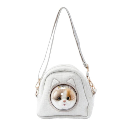Detachable Simulated Cat Head Pendant Crossbody Bag Portable Lightweight Large Capacity Handbag