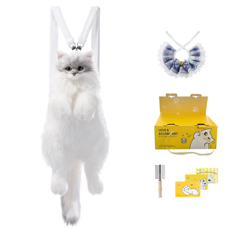 Simulated Chinchilla Cat Plush Polyester Toy Backpacks Savings Function Companion Chinchilla Cat-shaped Backpack