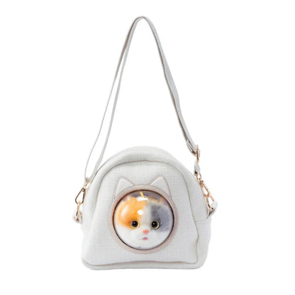 Detachable Simulated Cat Head Pendant Crossbody Bag Portable Lightweight Large Capacity Handbag