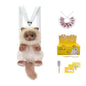 Cute Blue Grid Scarf Siamese Cat Simulation Plush Backpack Unisex Decompression Toy Animal Doll Backpack