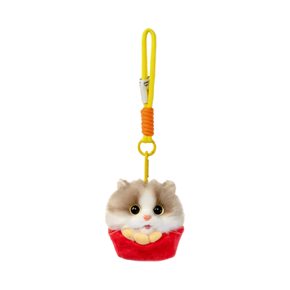 Wholesale Simulated Soft Plush Animal Keychains Cute Hamburger & French Fries Fries Cat Pendants Keychains/Bag Charm