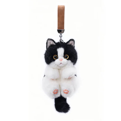 Soft Simulated Cat Mini Plush Animal Keychain Pendant Cute Unique Design Keychains/Bag Charm for Christmas Gift