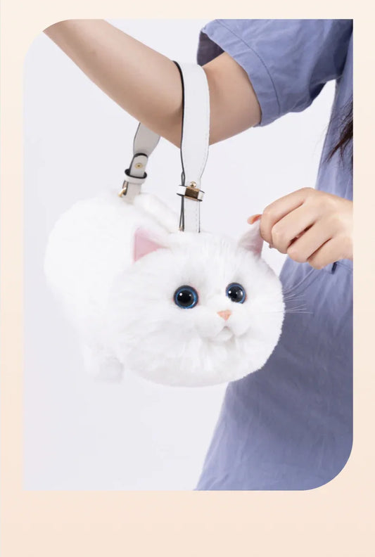 Handmade Adjustable Chain Cat Soft Plush One-Shoulder Handbag Rag Doll Fashion Cute Toy Gift