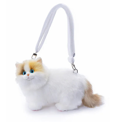 New Style Rotating Head Simulated Calico Cat Plush Backpack PP Cotton Filling Handmade Unisex Soft Plush Backpack