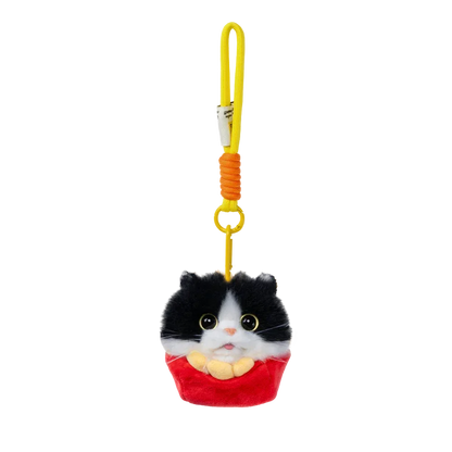 Wholesale Simulated Soft Plush Animal Keychains Cute Hamburger & French Fries Fries Cat Pendants Keychains/Bag Charm