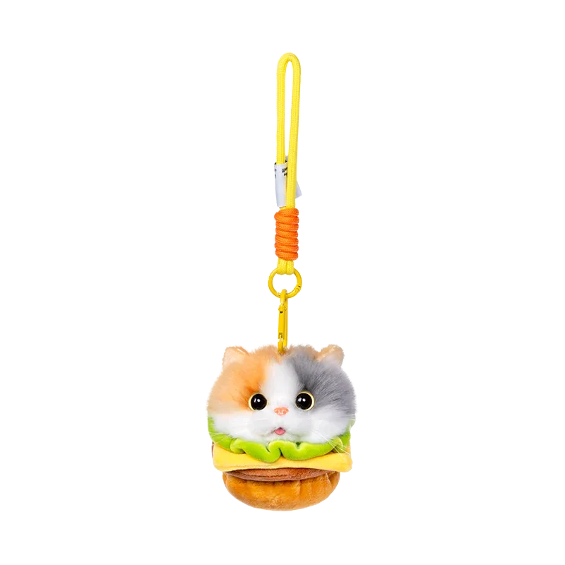 Wholesale Simulated Soft Plush Animal Keychains Cute Hamburger & French Fries Fries Cat Pendants Keychains/Bag Charm