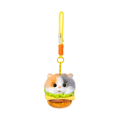 Wholesale Simulated Soft Plush Animal Keychains Cute Hamburger & French Fries Fries Cat Pendants Keychains/Bag Charm