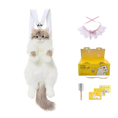 Wholesale Cute Coffee Bobcat Pattern Simulated Lynx Cat Unique Design Lightweight Plush Doll Backpack for Girls Women