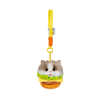 Wholesale Simulated Soft Plush Animal Keychains Cute Hamburger & French Fries Fries Cat Pendants Keychains/Bag Charm