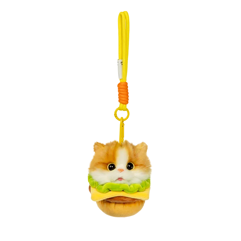 Wholesale Simulated Soft Plush Animal Keychains Cute Hamburger & French Fries Fries Cat Pendants Keychains/Bag Charm